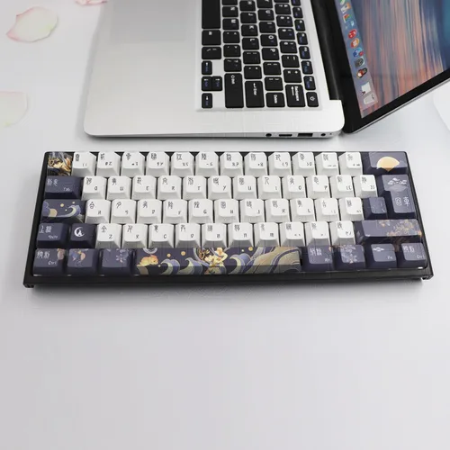 Miniatura 7 de JSJT Teclas PBT 136 Teclas Perfil Cherry Juego de Teclas Temáticas de Chang'e y Conejo Teclas de Estilo Antiguo Azul Zang Teclas Personalizadas