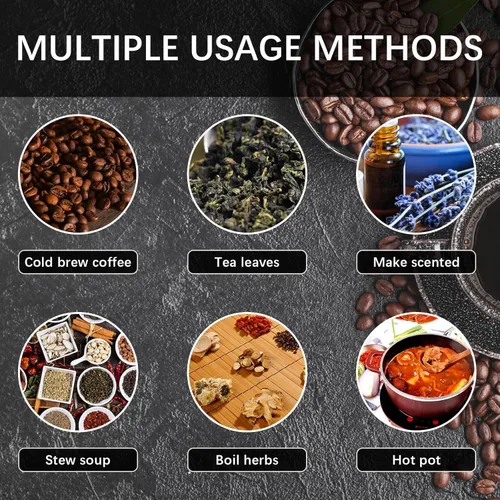 Miniatura 7 de 100 bolsas de café frío de 6 x 8 pulgadas, bolsas de filtro de café desechables sin ensuciar con cordón, bolsa de té vacía grande para té de hojas 6