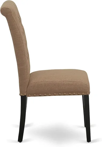 Miniatura 9 de East West Furniture DLBR3-BLK-17 - Juego de muebles de comedor de 3 piezas que contiene una mesa de comedor redonda con gotas y 2 sillas tapizadas