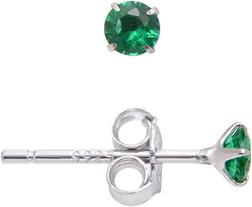 Aretes de plata de ley con circonita cúbica verde esmeralda para mujer