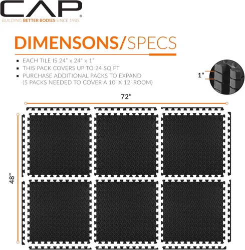 Miniatura 4 de CAP Puzzle Exercise Mats 1” Thick EVA Interlocking Foam Tiles for Home Gym Flooring Multiple Options