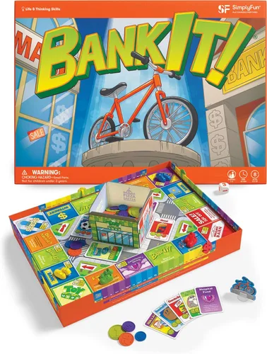 SimplyFun BankIt! - Juego de dinero para niños - Aprende a ahorrar, gastar, donar, ganar intereses bancarios y más - Juego para niños de 8 años en