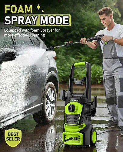 Miniatura 4 de Lavadora a presión eléctrica, 1700 PSI con cable de 23 pies, 4 boquillas rápidas, cañón de espuma, arandelas de energía eléctrica para automóvil