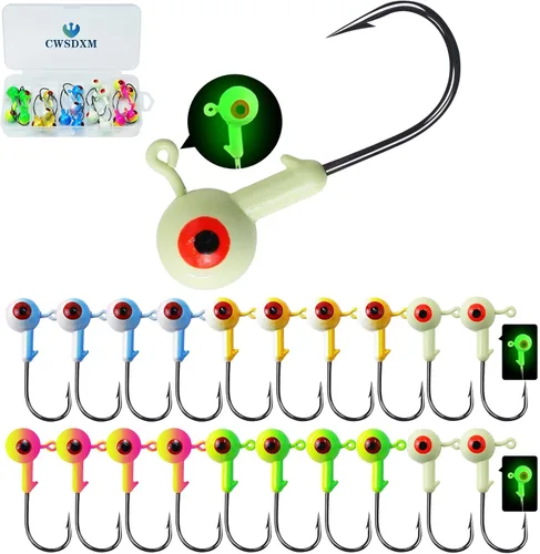 Cabezas de plantilla de pesca, ganchos de cabeza de bola pintados redondos de varios tamaños para lucioperca, trucha, crappie, jig, agua dulce y
