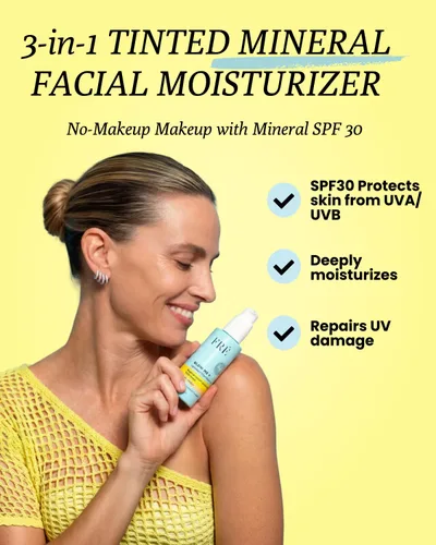 Miniatura 3 de FRÉ Hidratante tintado ligero Protector solar mineral tintado, SPF con tinte y crema hidratante tintada con protector solar Ligero, 1.69 onzas