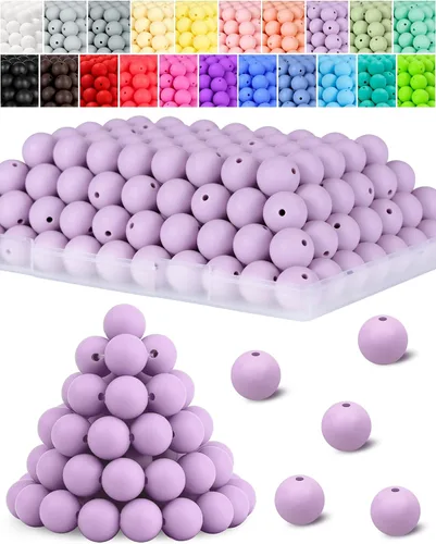 Miniatura 17 de 120 cuentas de silicona de FIVEIZERO para hacer llaveros, cuentas focales redondas de goma de silicona turquesa de 0.59 pulgadas a granel