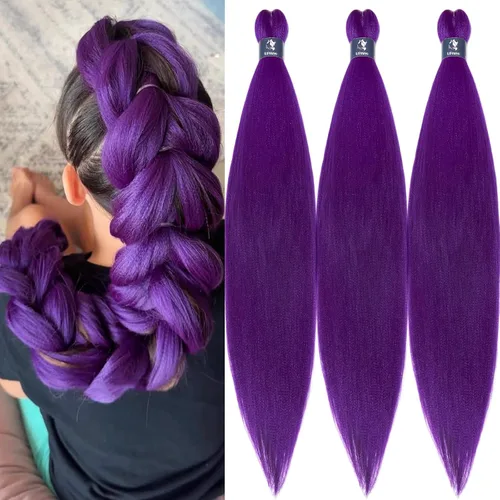 Miniatura 12 de pelo trenzado preestirado marrón, pelo trenzado Kanekalo, pelo trenzado preestirado de 26 pulgadas, 6 paquetes plegados, textura Yaki, extensiones