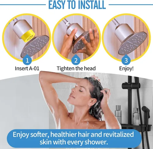 Miniatura 7 de DerBlue 1 filtro de cabezal de ducha multietapa A-01 compatible con cabezal de ducha filtrado Afina para agua dura, elimina cloro y otras impurezas