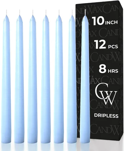 Miniatura 17 de CANDWAX Paquete de 12 velas cónicas rojas – Velas rectas sin goteo de combustión lenta sin perfume de 12 pulgadas – Ideal para mesa de comedor – Rojo