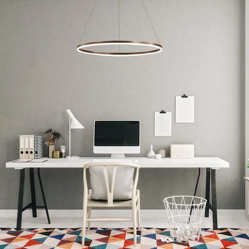 Miniatura 4 de LightInTheBox Moderno candelabro LED con anillo, 23.6 pulgadas, lámpara colgante de halo circular, minimalista, regulable, luz colgante de metal