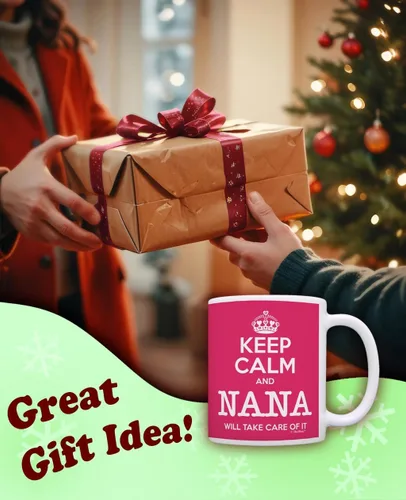 Miniatura 2 de Taza de té o café para regalo de cumpleaños con texto "Keep Calm and Nana Will Take Care of It", Rosado 11oz rosa