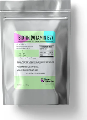 Miniatura 9 de Biotina (vitamina B7) Polvo de vitamina B7 en polvo para la salud del cabello, la piel y las uñas, vitamina de biotina sin OMG, sin gluten
