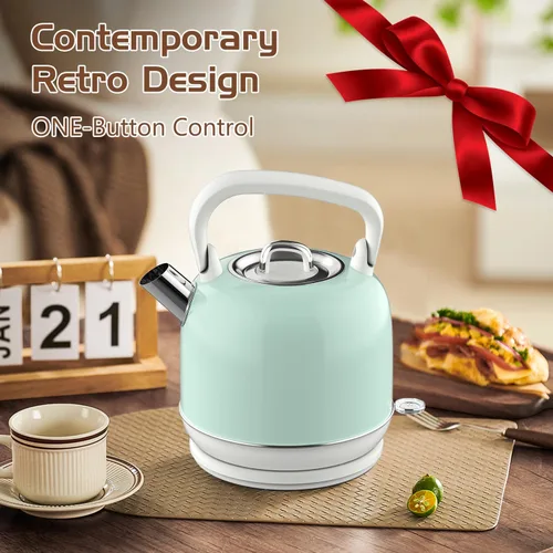 Miniatura 6 de Hervidor de té eléctrico, 1500 W para agua hirviendo, hervidor de té de acero inoxidable de grado alimenticio de 2 litros con mango ergonómico