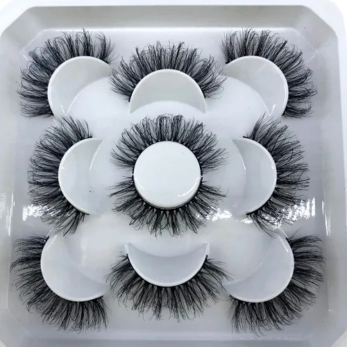 Miniatura 33 de 5 pares de pestañas postizas de visón 3D de 0.98 pulgadas a granel, con caja personalizada, pestañas postizas naturales finas al por mayor (ML-07)