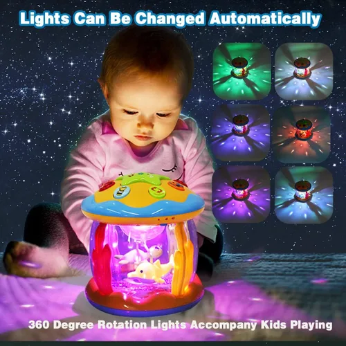 Miniatura 5 de Aboosam Juguetes para bebés de 6 a 12 meses - Juguetes musicales de aprendizaje para bebés de 12 a 18 meses - Juguete luminoso giratorio de océano