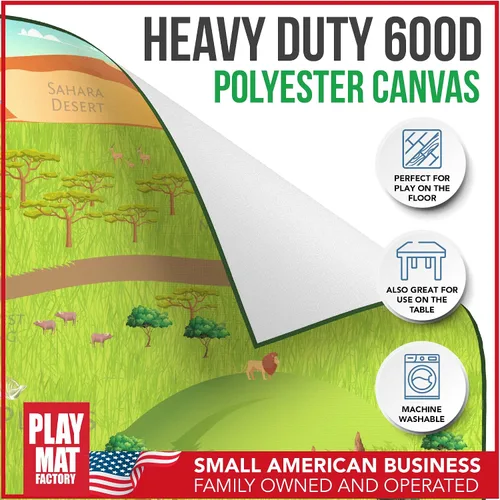 Miniatura 4 de Play Mat Factory - Alfombrilla de juego de safari para animales de juguete, solución plegable, tamaño grande de 57 x 57 pulgadas, todos los animales