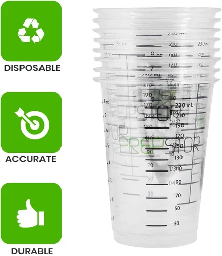 Miniatura 7 de Vasos medidores desechables para resina, paquete de 20 tazas medidoras de plástico transparente de 8 onzas para resina epoxi, manchas, mezcla
