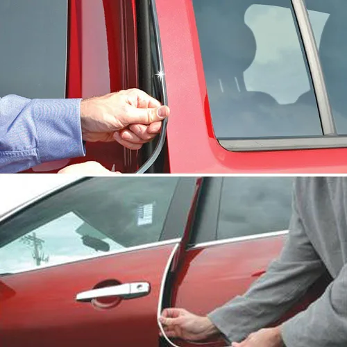 Miniatura 3 de Protector de borde de puerta de automóvil negro en forma de U de 12 pies, protege cualquier borde del vehículo, fabricado en Estados Unidos