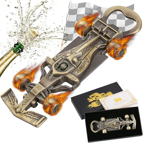 LKKCHER Regalos de autos de carreras para hombres y mujeres, abrebotellas de cerveza de auto de carreras novedoso, regalos de cumpleaños y Navidad