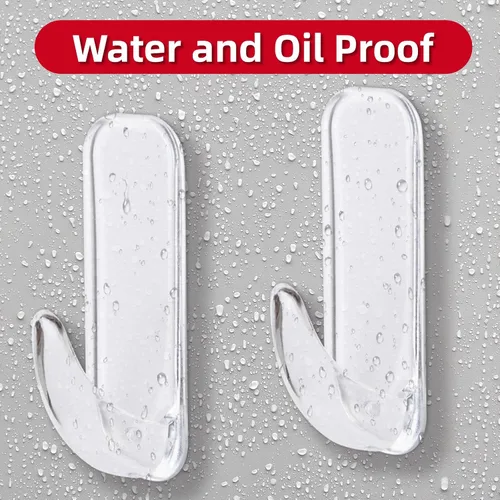 Miniatura 5 de Ganchos de pared para colgar de servicio pesado, 12 grandes autoadhesivos de pared con 16 tiras sin daño, adhesivo transparente para llaves, ducha