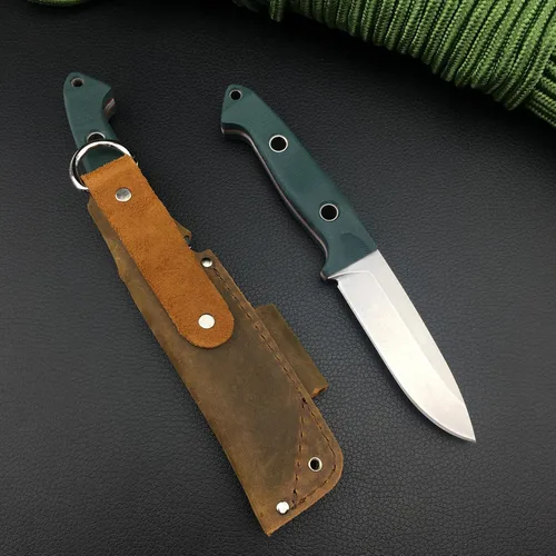 Miniatura 8 de HUAAO Cuchillo de hoja fija de 9.1 pulgadas con funda, cuchillos de caza al aire libre con hoja 7Cr17Mov de 3.9 pulgadas, mango verde G10, cuchillo