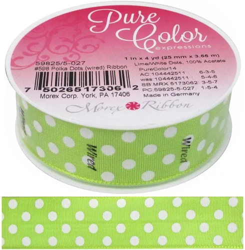 Miniatura 3 de Morex Ribbon Grosgrain de lunares, 1 pulgada por 4 yardas, negro