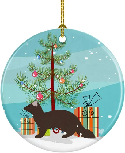 Miniatura 27 de Caroline's Treasures Adorno de cerámica de Navidad pintado o de codorniz chino, decoración colgante de árbol de Navidad verde azulado para el hogar