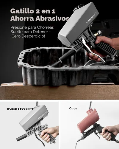 Miniatura 5 de Inokraft Kit de pistola chorreadora de arena portátil a prueba de fugas con separador de aceite-agua y boquilla de extensión, mini chorreadora