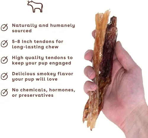 Miniatura 3 de Pupford Masticables de tendón de carne estándar para perros y cachorros, masticables totalmente naturales con glucosamina para la salud