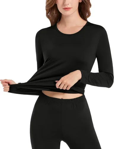 Miniatura 3 de MRIGNT Conjunto de ropa interior térmica para mujer, forro polar de poliéster suave, capa base larga