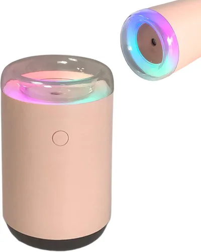 Mini humidificador portátil de escritorio para automóvil con luz colorida, 2 modos de luz, humidificador ultrasónico personal silencioso para Rosa