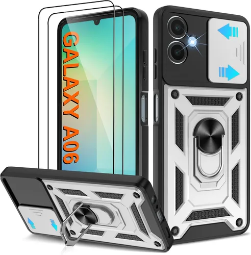 Miniatura 66 de ATUMP Funda para T-Mobile Revvl V Plus 5G con protector de pantalla HD con cubierta de cámara deslizante, soporte de anillo de rotación de 360° Negro