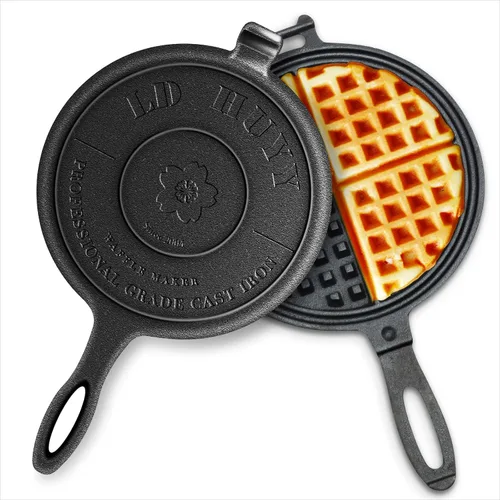 Plancha para gofres profesional de hierro fundido de 8 pulgadas para encimera | Cuerpo engrosado de 8 libras, calentamiento rápido, superficie no