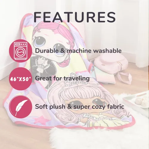 Miniatura 5 de LOL Surprise! - Ropa de cama para niños, manta de tacto de seda súper suave, 40 x 50 pulgadas, (producto oficial con licencia) por Franco