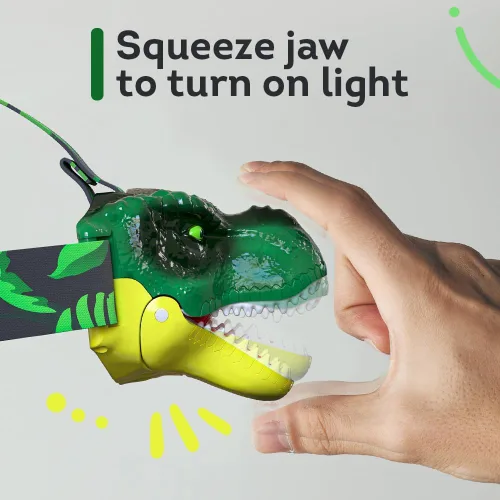 Miniatura 4 de Skywin Faros delanteros de dinosaurio para niños con sonido rugiente, linterna LED para niños, artículos de camping, linternas para niños y niñas