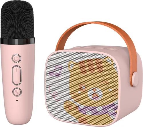 Miniatura 10 de Mini máquina de karaoke para niños, altavoz Bluetooth portátil con micrófono inalámbrico, juguetes de reproductor de música para niños para niñas