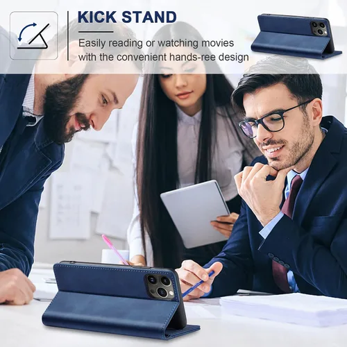 Miniatura 5 de Jasonyu Funda tipo cartera con tapa para iPhone 13 Pro Max, funda magnética de cuero con tarjetero y función atril, funda protectora duradera de TPU