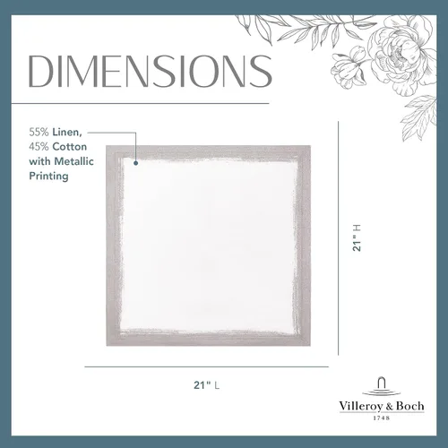 Miniatura 5 de Villeroy & Boch Servilletas metálicas de lino con pinceladas, 21 x 21 pulgadas, juego de 4, color blanco y plateado