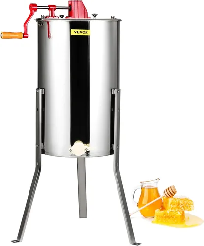 Miniatura 12 de VEVOR Extractor de miel, extractor manual de miel de 6 marcos con tapa transparente, girador de tambor de panal con soporte ajustable en altura