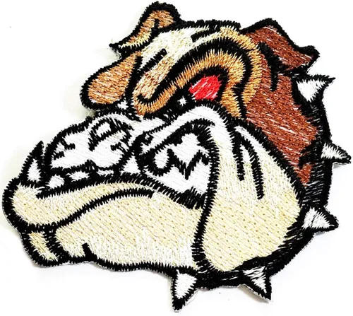 Miniatura 7 de Parche bordado de cabeza gris Bulldog Pitbull de dibujos animados de animales de dibujos animados lindo cachorro carlino perro Pitbull Bulldog perro