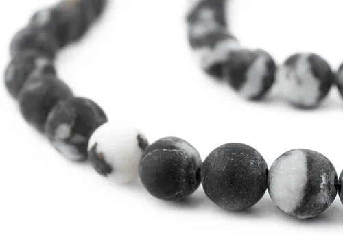Miniatura 226 de The Bead Chest Cuentas de Jade Blanco Mate Redondas (8mm): Piedra Preciosa Orgánica Redonda Esférica de Energía con Poder de Sanación para Hacer