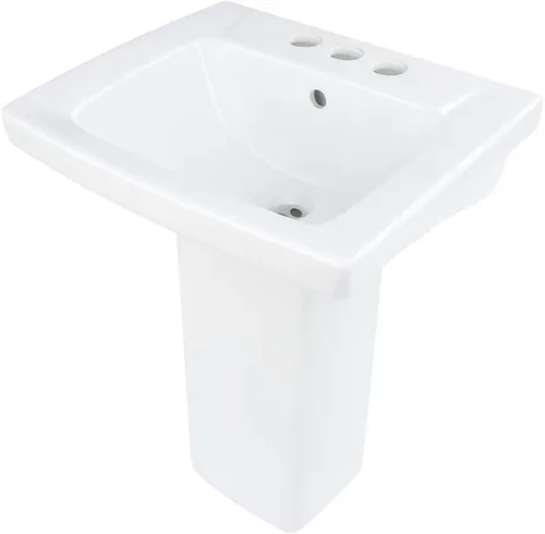 RENOVATORS Supply Manufacturing WeeWash 10686 - Lavabo de baño con pedestal infantil de 21-1/2 pulgadas de alto, color blanco con desbordamiento