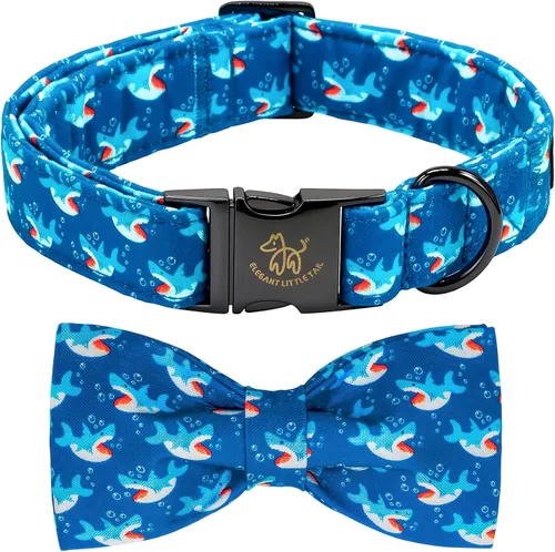 Miniatura 17 de Collar para perro Elegant Little Tail con moño, estampado de pepinillos, collar de moño lindo para perros pequeños eneldo