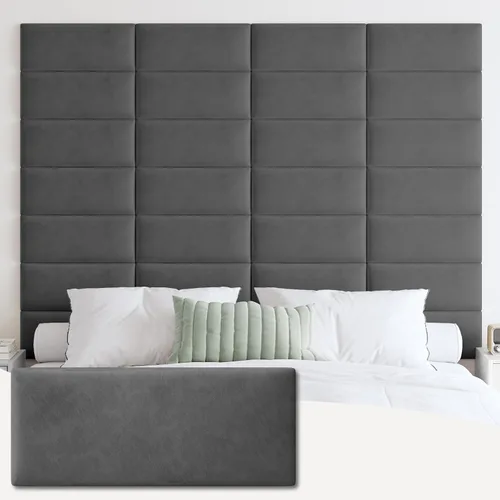 Miniatura 17 de IFNOW Cabecera tapizada para montar en la pared, paneles de pared 3D insonorizados, cabecero autoadhesivo para tamaño Queen, decoración del hogar
