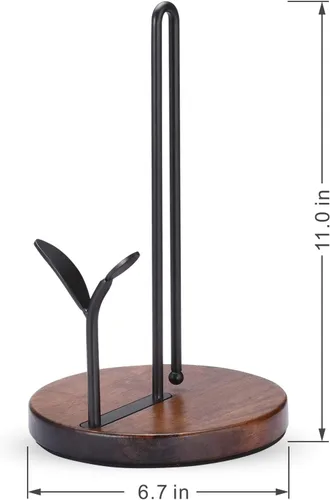 Miniatura 6 de Soporte para toallas de papel de pie, estante para colgar papel de cocina, organizador de toallas de papel de madera, dispensador de rollos