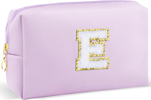 Miniatura 71 de URSKYTOUS Regalos para niñas, bolsa de maquillaje con inicial, bolsa de cosméticos personalizada con cremallera, bonita bolsa de aseo de viaje, Azul