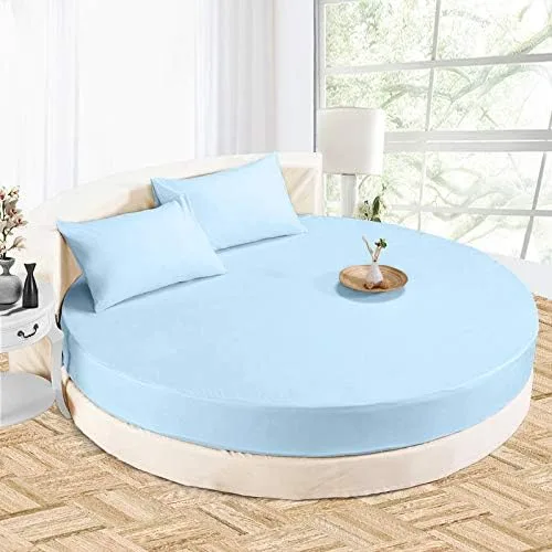 Miniatura 10 de Sábana bajera redonda 100% algodón de 800 hilos, 1 sábana bajera/inferior de 18 pulgadas de profundidad y 2 fundas de almohada, juego de sábanas
