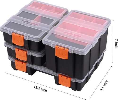 Miniatura 7 de MIXPOWER Juego de 4 piezas de cajas de herramientas y organizadores de piezas, almacenamiento versátil y duradero, separadores de plástico
