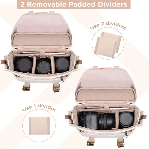 Miniatura 3 de SMRITI Bolso de cámara de lona pequeño - DSLR/SLR Bolso impermeable para cámara Canon/Sony/Nikon/Fuji, lindo bolso cruzado para cámara con funda