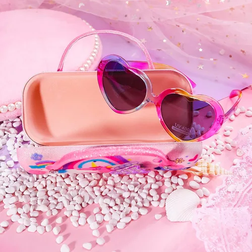 Miniatura 5 de PinkSheep Lentes de sol polarizados para niñas, con funda, lentes de sol polarizados con diseño de unicornio ovalados para gatos, protección UV400